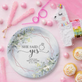 Ze Heeft Ja Gezegd Groene Geometrische Bruidsserve Papieren Bordje (Feest)