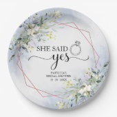 Ze Heeft Ja Gezegd Groene Geometrische Bruidsserve Papieren Bordje (Voorkant)