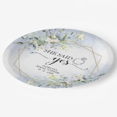 Ze Heeft Ja Gezegd Groene Geometrische Bruiloftser Papieren Bordje (Gekanteld)