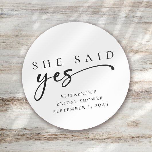 Ze Heeft Ja Gezegd Minimalistische Script Bruidsbr Ronde Sticker