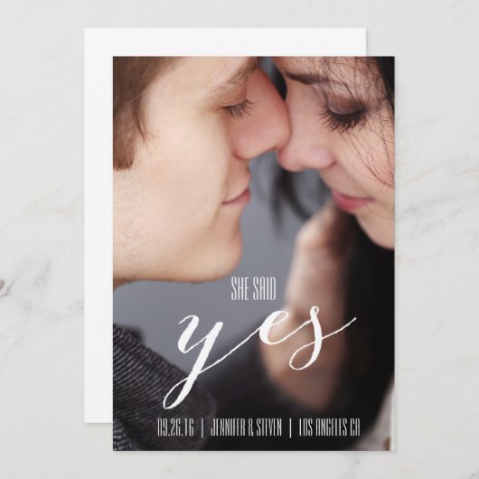 ZE HEEFT JA GEZEGD | MODERNE FOTO SAVE THE DATE (Voorkant / Achterkant)