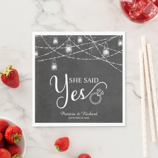 Ze Heeft Ja Gezegd Rustic Krijt Verlovingsfeestje Servet (Insitu)