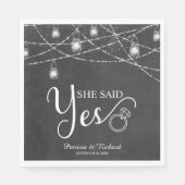 Ze Heeft Ja Gezegd Rustic Krijt Verlovingsfeestje Servet (Voorkant)