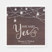 Ze Heeft Ja Gezegd Rustic Verlovingsfeestje Servet (Voorkant)