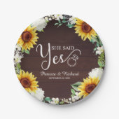 Ze Heeft Ja Gezegd Rustige Zonnebloemen Verlovings Papieren Bordje (Voorkant)