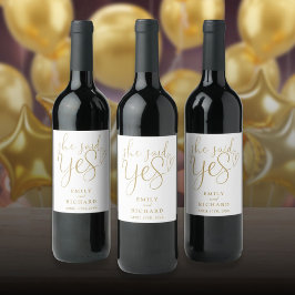 Ze Heeft Ja Gezegd Verloving Feest Elegant Goud Wijn Etiket