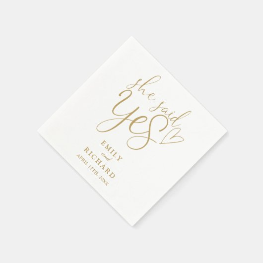 Ze Heeft Ja Gezegd Verlovingsfeest Elegant Goud Servet (Hoek)