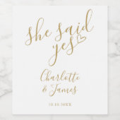 Ze Heeft Ja Gezegd Verlovingsfeest Gouden Hart Wijn Etiket (Enkel label)