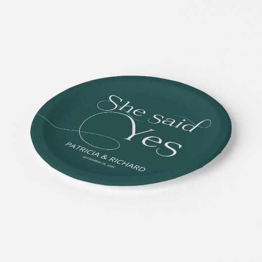 Ze Heeft Ja Gezegd Verlovingsfeest Groene Papieren Bordje (Gekanteld)