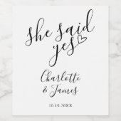 Ze Heeft Ja Gezegd Verlovingsfeest Liefde Hart Wijn Etiket (Enkel label)