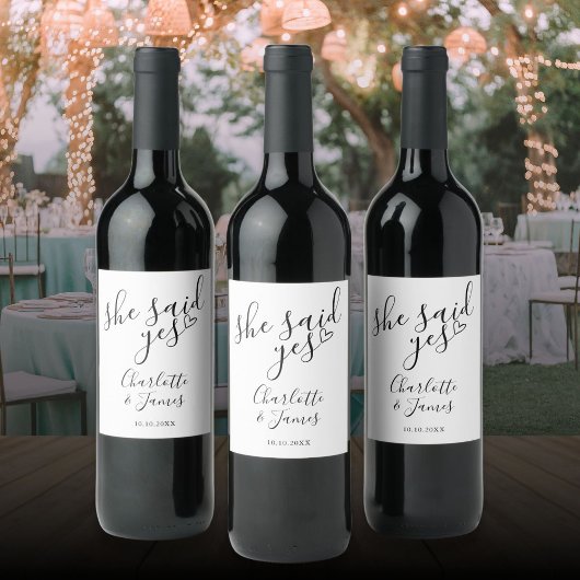 Ze Heeft Ja Gezegd Verlovingsfeest Liefde Hart Wijn Etiket