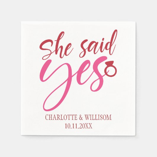 Ze Heeft Ja Gezegd Verlovingsfeest Servet (Voorkant)