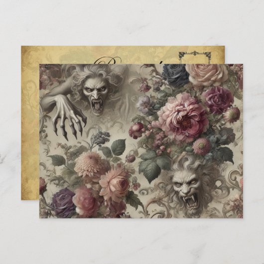 Ze heeft klauwen - gotisch Victoriaans Feestdagenkaart (Voorkant / Achterkant)