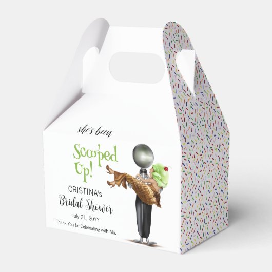 Ze heeft pistache-ijsbruid opgepakt bedankdoosjes (Voorkant Zijde)