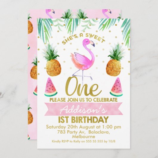 Ze heeft zo'n tropische flamingo voor de eerste ve kaart (Voorkant / Achterkant)