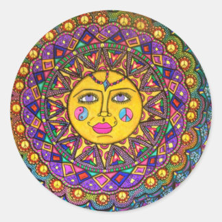 Ze heet Sunshine, Sticker, Hippie Art Ronde Sticker