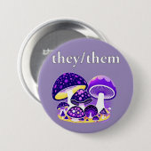 Ze/hen paddenstoel voornaamwoord knop ronde button 7,6 cm (Voorkant /achterkant)