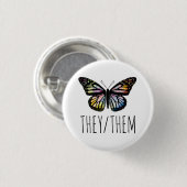 ZE/HEN Pronounounges Waterverf Butterfly Ronde Button 3,2 Cm (Voorkant /achterkant)