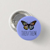 ZE/HEN Pronounounges Waterverf Butterfly Ronde Button 3,2 Cm (Voorkant /achterkant)