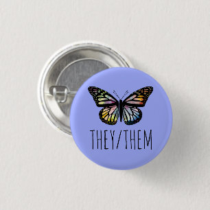 ZE/HEN Pronounounges Waterverf Butterfly Ronde Button 3,2 Cm