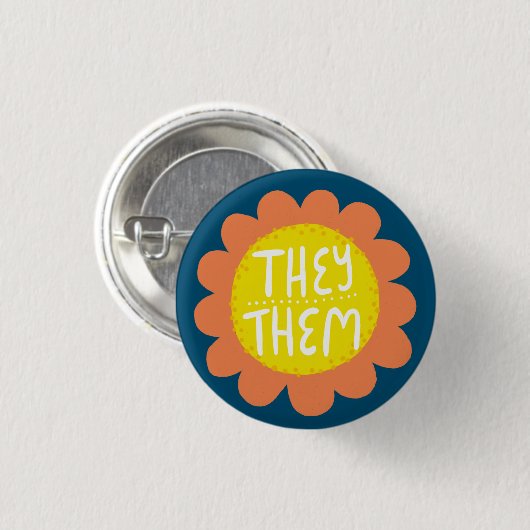 ZE/HEN Pronouns Flower Pride Handbriefing Ronde Button 3,2 Cm (Voorkant /achterkant)