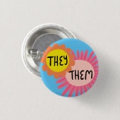 ZE/HEN Pronouns Flowers Pride Handgeschreven Ronde Button 3,2 Cm (Voorkant /achterkant)