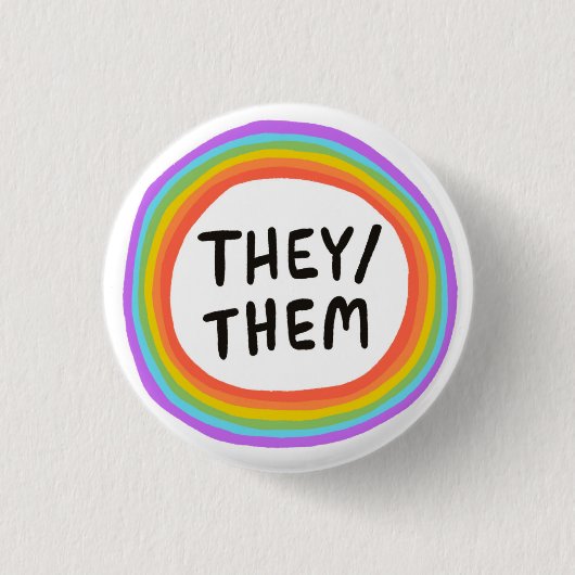 ZE/HEN Pronouns Rainbow Cirkel Ronde Button 3,2 Cm (Voorkant)