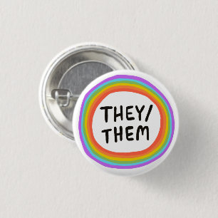 ZE/HEN Pronouns Rainbow Cirkel Ronde Button 3,2 Cm