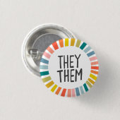 ZE/HEN Pronouns Rainbow Handgeschreven Pride Ronde Button 3,2 Cm (Voorkant /achterkant)