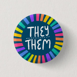 ZE/HEN Pronouns Rainbow Handgeschreven Pride Ronde Button 3,2 Cm
