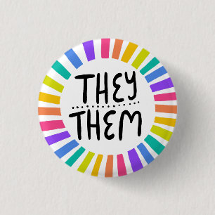 ZE/HEN Pronouns Rainbow Handgeschreven Pride Ronde Button 3,2 Cm