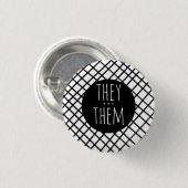 ZE/HEN ronounden Handmade Grid Black White Ronde Button 3,2 Cm (Voorkant /achterkant)