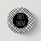 ZE/HEN ronounden Handmade Grid Black White Ronde Button 3,2 Cm (Voorkant)