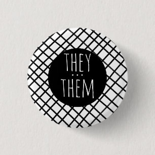 ZE/HEN ronounden Handmade Grid Black White Ronde Button 3,2 Cm