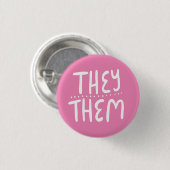 ZE/HEN ronounden roze handlettering minimumaantal Ronde Button 3,2 Cm (Voorkant /achterkant)