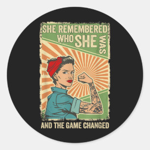 Ze herinnerde zich wie ze was en het spel verander ronde sticker