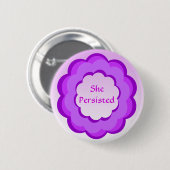 Ze hield Paarse en roze bloem Button aan (Voorkant /achterkant)