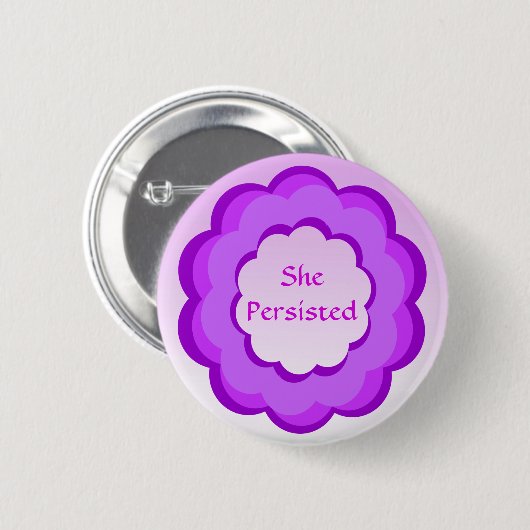 Ze hield Paarse en roze bloem Button aan (Voorkant /achterkant)