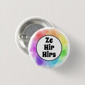 Ze Hir Hirs Pronouns in Waterverf Circle Ronde Button 3,2 Cm (Voorkant /achterkant)