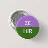 Ze/Hir Pronouns Genderqueer Badge Ronde Button 3,2 Cm (Voorkant /achterkant)