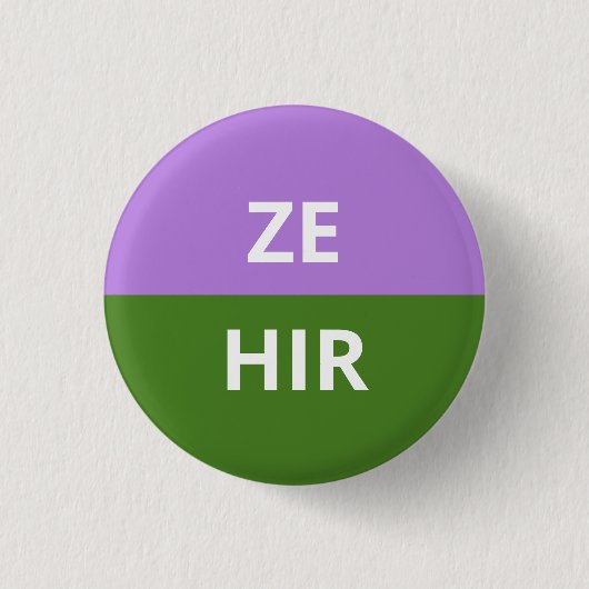 Ze/Hir Pronouns Genderqueer Badge Ronde Button 3,2 Cm (Voorkant)