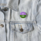 Ze/Hir Pronouns Genderqueer Badge Ronde Button 3,2 Cm (In situ)