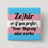 Ze/hir Vierkante Button 5,1 Cm (Voorkant)