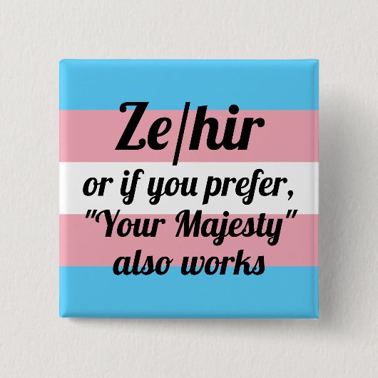 Ze/hir Vierkante Button 5,1 Cm (Voorkant)