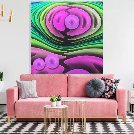 Ze houden elkaar vast, abstracte fractal wallart canvas afdruk (Insitu (Woonkamer))