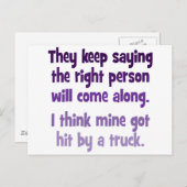 Ze houden gezegde, de juiste persoon komt langs briefkaart (Voorkant / Achterkant)