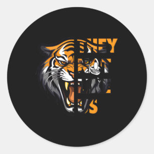 Ze houden niet van ons tijgers grafisch Motivatie Ronde Sticker