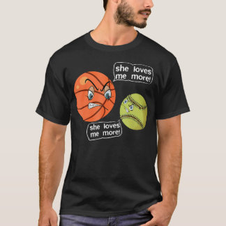 Ze houdt meer van boos basketbal softbal gevecht t-shirt
