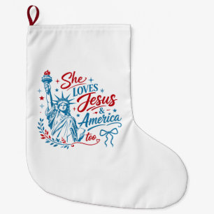 Ze houdt ook van Jezus en Amerika 4 juli Christus Grote Kerstsok