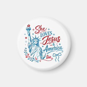 Ze houdt ook van Jezus en Amerika 4 juli Christus Magneet